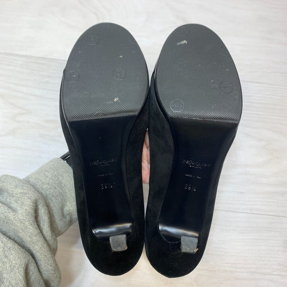 Yves Saint Laurent Tribtoo Pumps Women's Size 9.5 Black Suede Cap Toe Classic - Picture 7 of 12